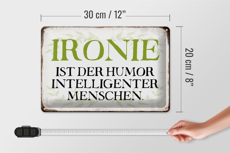 Blechschild Spruch 30x20cm Ironie Humor intelligent
