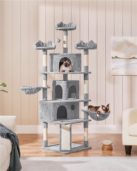 Mehrstöckiger Katzenkratzbaum mit Liegemulden und Katzenhäusern