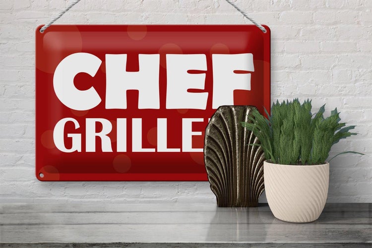 Blechschild Spruch 30x20cm Chef Griller rotes