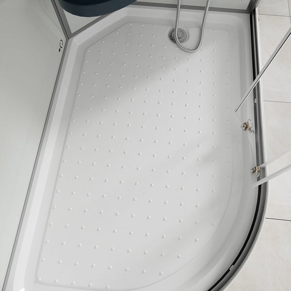 Home Deluxe - Dampfdusche WHITE PEARL - Maße 120 x 80 cm Links - inkl. Dampffunktion, Regendusche, Radio und Zubehör I Fertigdusche, Dusche, Duschtempel