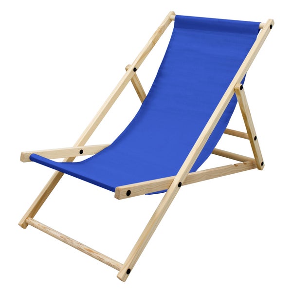 ECD Germany Liegestuhl klappbar, Blau, aus Holz, verstellbare Rückenlehne, 3 Liegepositionen, bis 120 kg, Sonnenliege Gartenliege Strandliege Strandstuhl Holzklappstuhl, für Garten, Balkon & Strand