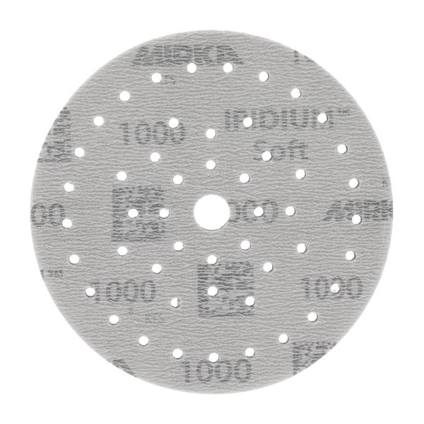 Mirka Iridium Soft Schleifscheiben Ø 150 mm / Korn P1000 / Klett Multifit / 20 Stück / schaumbasiertes Schleifmittel für präzises Trockenschleifen, Klarlackschliff, Finish