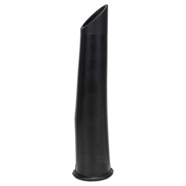 Schwarzes, abgeschrägtes Blasrohr aus Kunststoff für Gartengeräte.