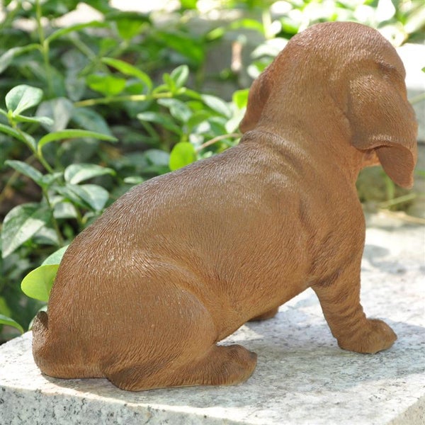 Dekofigur Gartenfigur Dackel braun