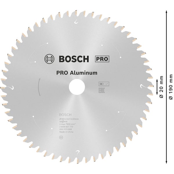 Bosch PRO Aluminium cordless Blatt für Kreissägen 190 x 2 x 20 mm - 2608837770