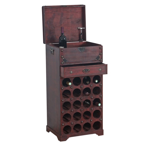 Weinregal mit Flaschen, Schublade und oberem Staufach