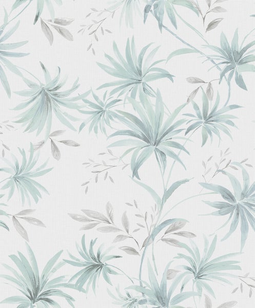 Sanders und Sanders Tapete Blätter Grautürkis - 53 cm x 10 m - 640226