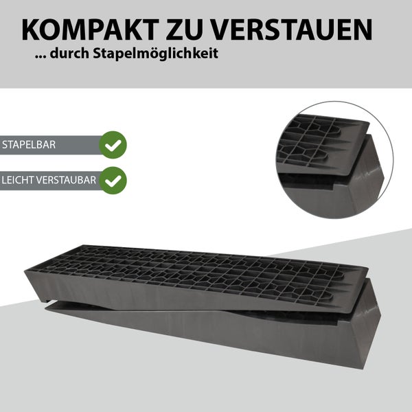 Stapelbare Auffahrkeile aus Kunststoff