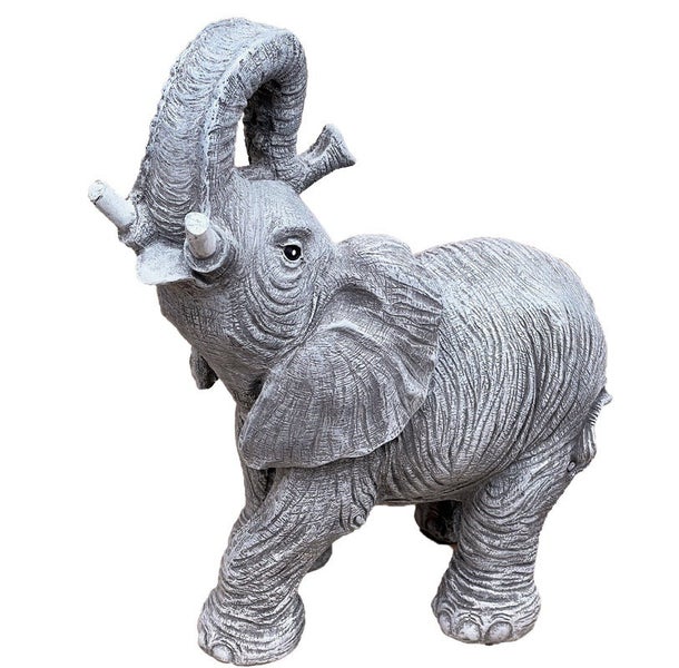Detaillierte Gartenfigur Elefant aus wetterfestem Material zur Dekoration von Garten oder Terrasse.