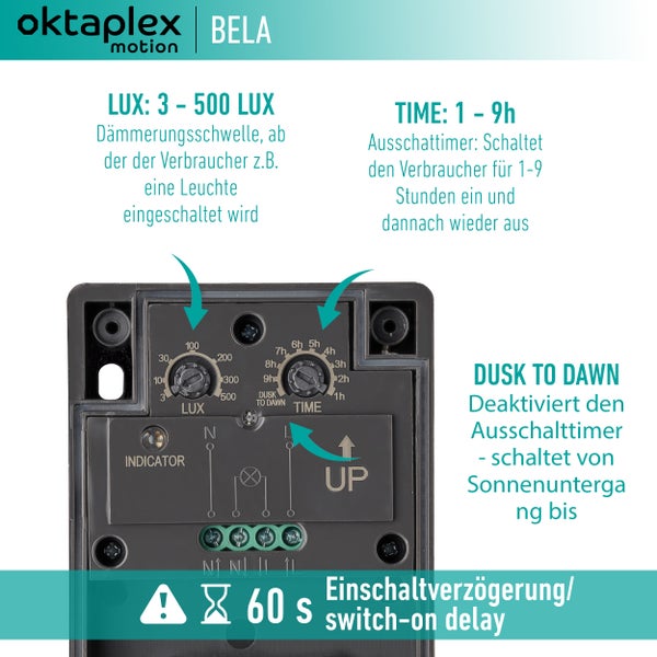 Oktaplex Bela 2er Set Dämmerungsschalter Außen mit Timer IP65 230V anthrazit