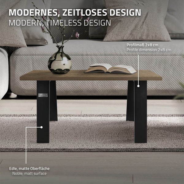 ML-Design 2er Set Tischbeine Loft 44x42 cm, Schwarz, Profil 8x2 cm, Stahl, Industriedesign, U-Form, Metall Tischgestell scandic, Tischkufen Tischuntergestell Möbelfüße Bankkufen Bankgestell Bankbeine