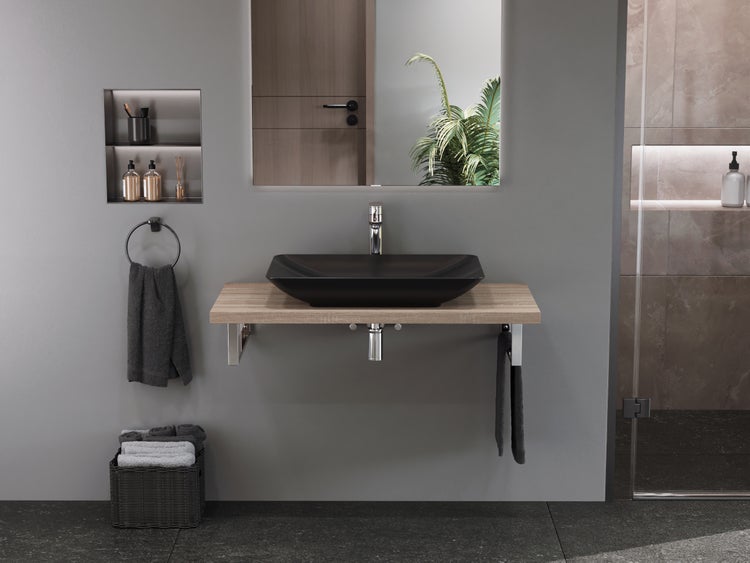 Aqua Bagno Leon Aufsatzwaschbecken – 60 cm – Keramik – Schwarz Matt – KB.AN.LEON.001