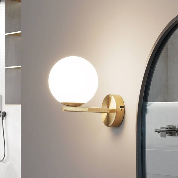 Lucande Wandleuchte, Wandlampe Bad Bidolo (spritzwassergeschützt in Gold / Messing aus Metall (1 flammig G9) - Wandleuchten Spiegelleuchte Badezimmer Wandbeleuchtung Badezimmerleuchte