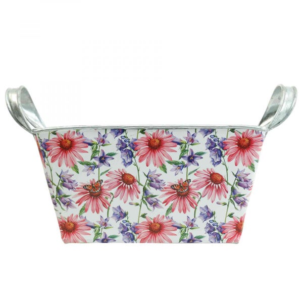 Dekorative Pflanzschale mit Blumenmuster und Griffen