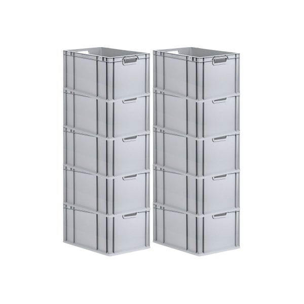 PROREGAL Spar Set 10x Eurobox Nextgen Economy Mit Scharnierdeckel & Grünen Schiebeschnappverschlüssen Griffe Offen HxBxT 32 x 40 x 60 cm 65 Liter