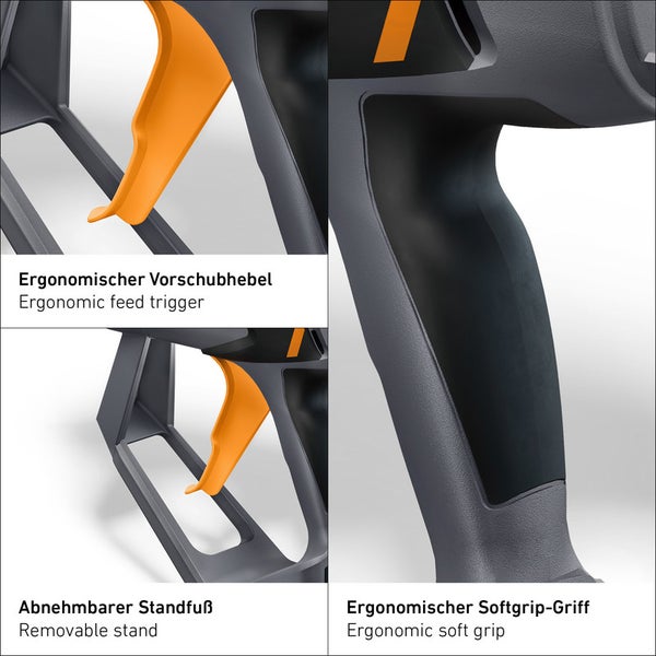 Steinel GlueMatic 7011 Heißklebepistole mit integriertem, abnehmbarem Standfuß und 11 mm Klebesticks