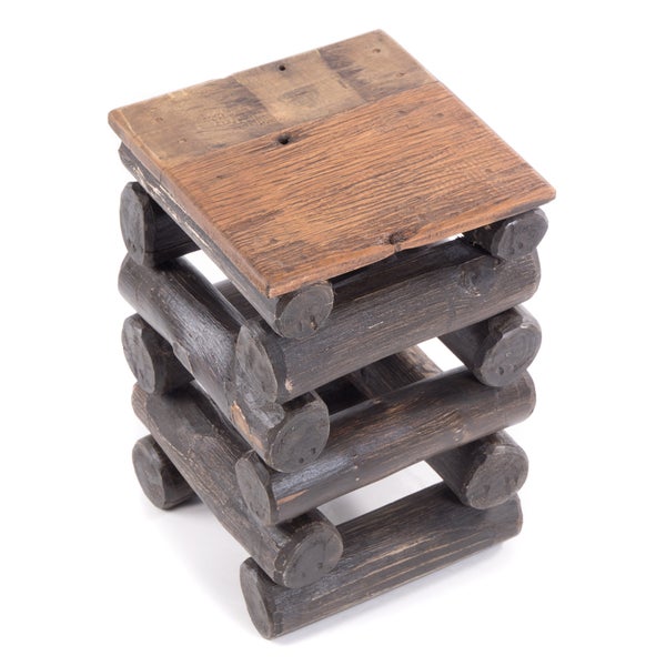 Hocker BLOCK 38 Teak Recyclingholz massiv 04 schwarz-natur