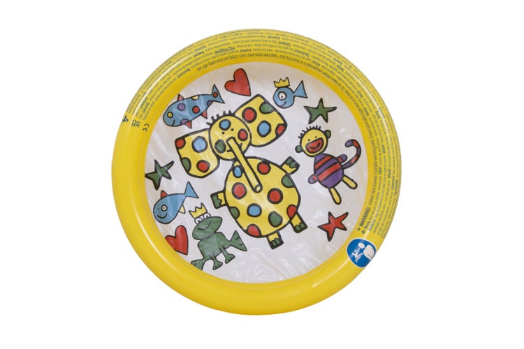 Rundes Kinderplanschbecken mit Tiermotiven und aufblasbarem Rand