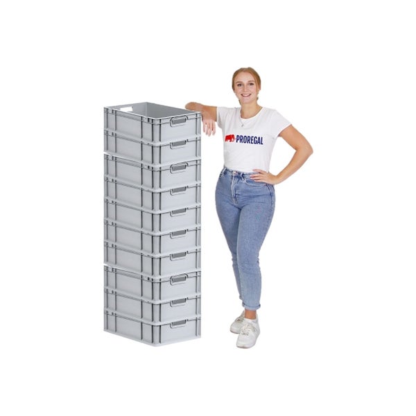 PROREGAL Spar Set 10x Eurobox Nextgen Economy Mit Scharnierdeckel & Gelben Schiebeschnappverschlüssen Griffe Offen HxBxT 17 x 40 x 60 cm 34 Liter