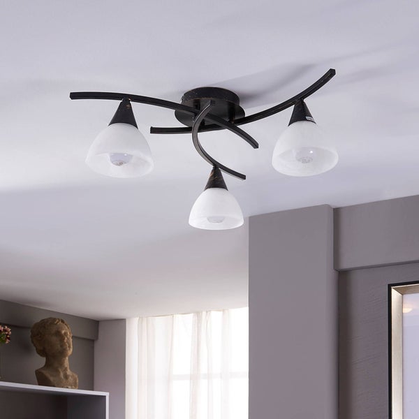 Lindby Deckenlampe Glas, Metall schwarz gold gebürstet Deckenstrahler 3x E14 max. 5W ohne Leuchtmittel Lampe Wohnzimmer Küchenlampe Strahler