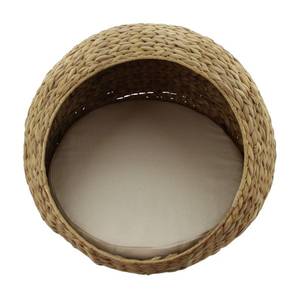 FRANK FLECHTWAREN | Tierbett Kuschelhöhle, ca. Ø 50 x 30 cm, Kissen Ø 40 x 4 cm, KORBGEFLECHT, METALL