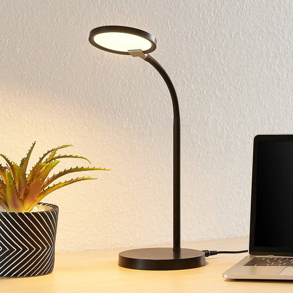 Lindby LED Tischlampe Binera ( Touchdimmer) dimmbar (Modern) in Schwarz (1 flammig, ) - Tischleuchte Schreibtischlampe Nachttischlampe Touch Lampe Arbeitszimmerleuchte