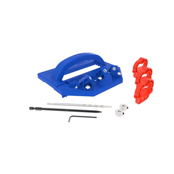 Kreg Einlegeplatte für Frästisch mit einem roten Reduzierring und Kreg Logo.