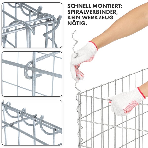 FLOORDIREKT Gabionenkorb Lenox -Steinkorb Zaun Sichtschutz Verzinkt 100 x 50 x 50 cm