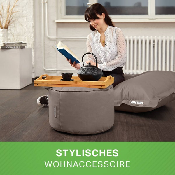 Green Bean Sitzsack-Hocker 45x25cm mit EPS-Perlen Füllung - Fußhocker Fußkissen Sitz-Pouf für Sitzsäcke - Bodenkissen für Kinder und Erwachsene - Fußablage Sitzkissen Sitzhocker Khaki