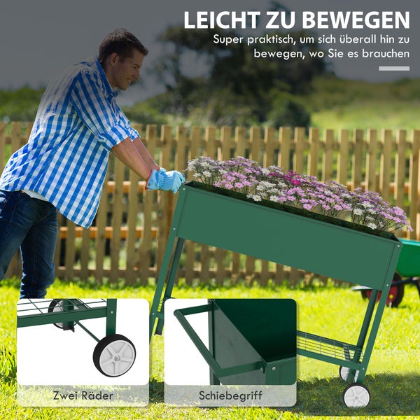 Outsunny Hochbeet, 109L x 44B x 80H cm, Metall, Kunststoff, grün