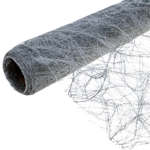 Sizoweb Tischband aus Dekovlies in Silber auf Rolle für die Tischdekoration.