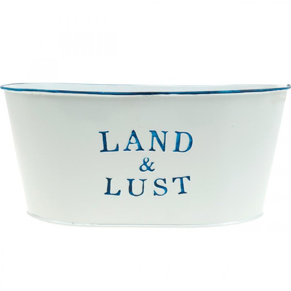 Dekorative Pflanzschale mit der Aufschrift Land & Lust