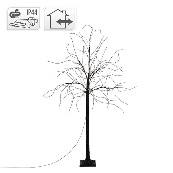 ECD Germany LED-Baum 150 cm mit 600 warmweißen LEDs, Künstlicher Weihnachtsbaum, Lichterbaum mit sternförmigen Lampen, Deko-Baum für Weihnachten, Flexibel Zweige, Weihnachtsdeko für Innen & Außen IP44
