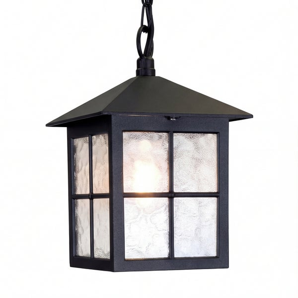 Hängeleuchte im Laternenstil mit Kettenaufhängung und strukturiertem Glas