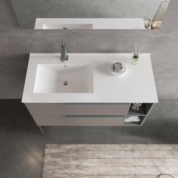 100x48cm Badmöbel-Set mit Waschbecken links, 4-teilig | New York