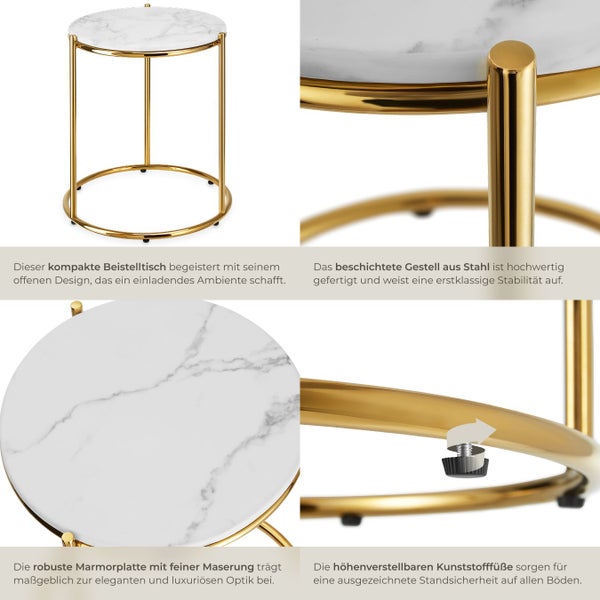 Beistelltisch mit Marmorplatte und Stahlgestell