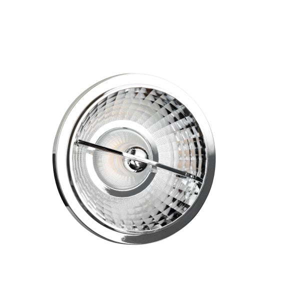 Einbaustrahler rund, Metallgehäuse in Chrom-Optik mit strukturiertem Reflektor.