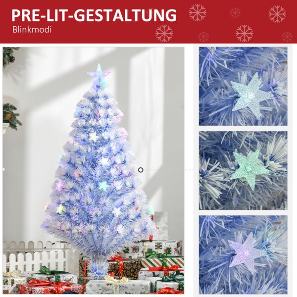 HOMCOM künstlicher Weihnachtsbaum, Ø60 x 120H cm, Metall, Weiß, Blau
