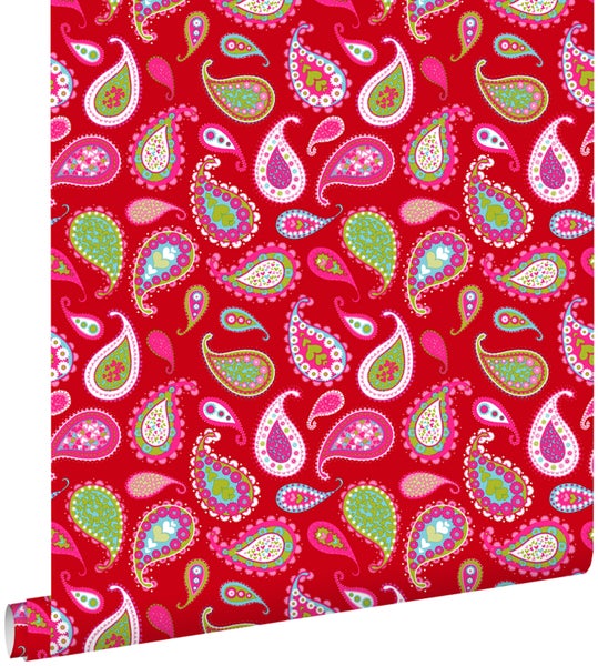 ESTAhome Tapete Paisley-Muster Rot - 53 cm x 10.05 m - 115738