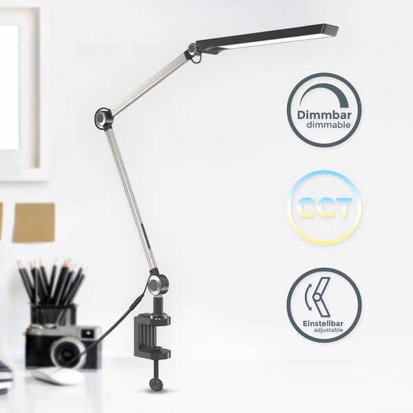 Klemmlampe - 9W, 880lm, LED, mit Stecker, dimmbar, CCT, schwarz