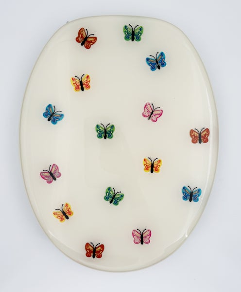 WC Sitz Butterfly, mit Schmetterlingen, sehr schwer, verstellbare Messing verchromte Scharniere, universalpassend