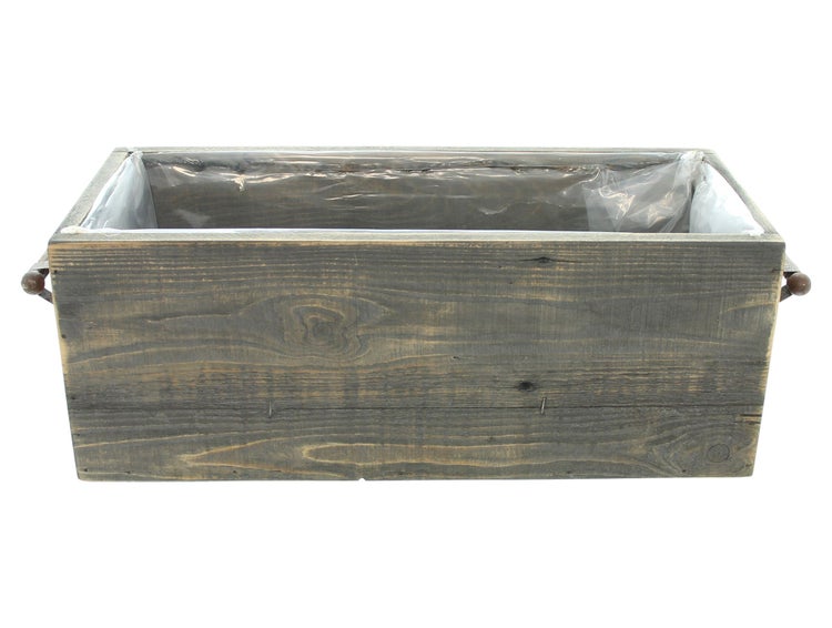 FRANK FLECHTWAREN | Pflanzbox Farmhouse, HOLZ, METALL, FOLIE, 40 x 18 x 15 cm