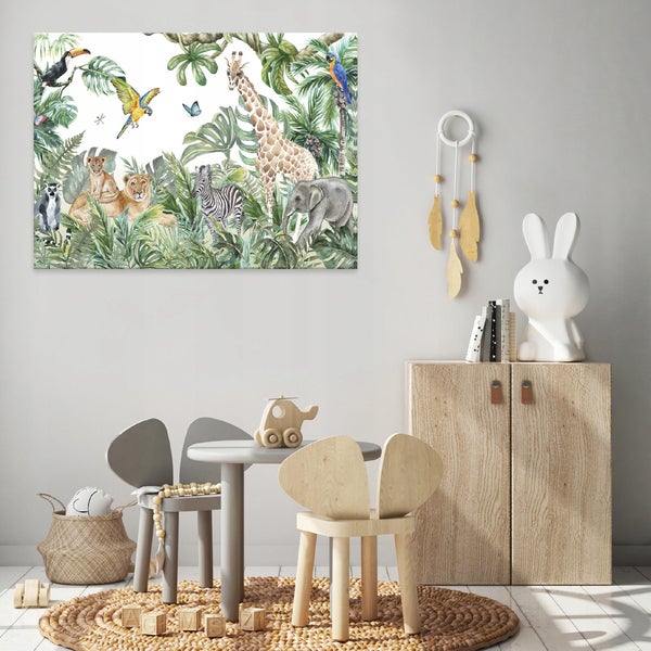 Leinwandbild Kinderzimmer Dschungel Modern Bilder 100X70 cm