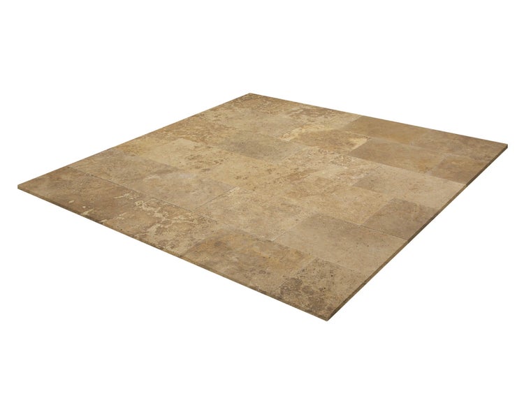Wohnrausch Travertin Terrassenplatten BROWN 61 x 40,6 x 3 cm, getrommelt, braun