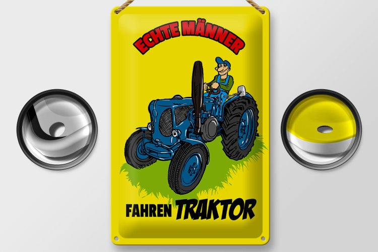 Blechschild Spruch 20x30cm echte Männer fahren Traktor