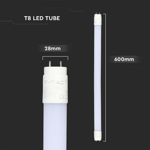 V-TAC VT-061-N - Weiße LED T8 Röhren - Samsung - IP20 - 9W - 850 Lumen - 3000K - 5 Jahre - 60CM