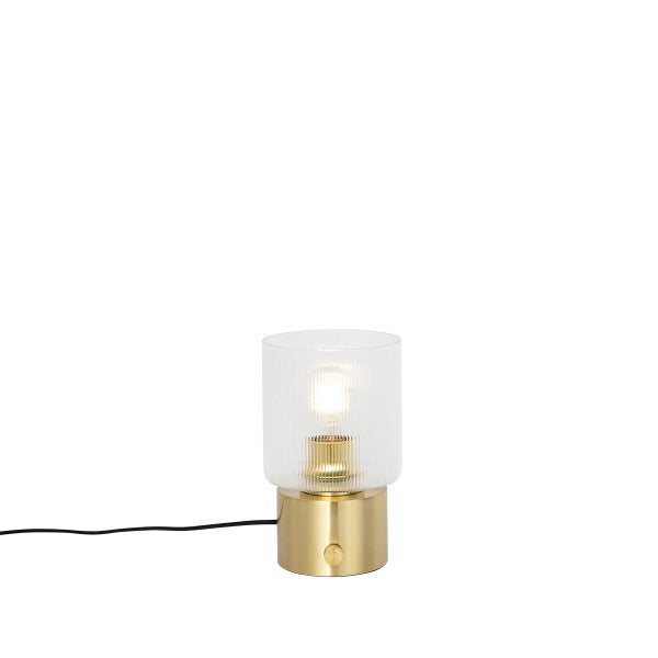 Art-Deco-Tischlampe Gold mit Glas - Laura