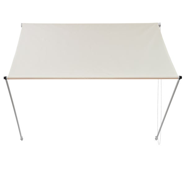 ML-Design Markise 400 x 120 cm, Beige, 50+ UV-Schutz, aus Metall und Polyester, Seilzug, Schattenspender Fenster, Einziehbar Klemmmarkise Balkonmarkise Spannmarkise Sonnenschutz Windschutz