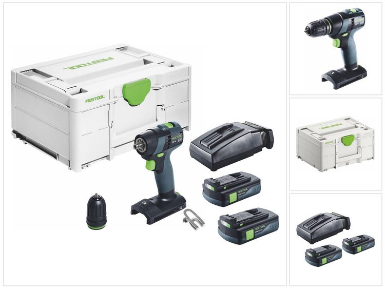 Festool TXS 18-Basic Akku Bohrschrauber 18 V 40 Nm Brushless + 2x Akku 3,0 Ah + Ladegerät + Systainer