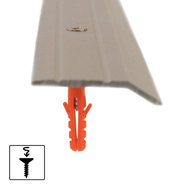 FLOORDIREKT Abschluss- und Höhenausgleichsprofil - aus Aluminium - Höhenausgleich bis 5 mm - Vorgebohrt - Edelstahl-matt - 100 cm